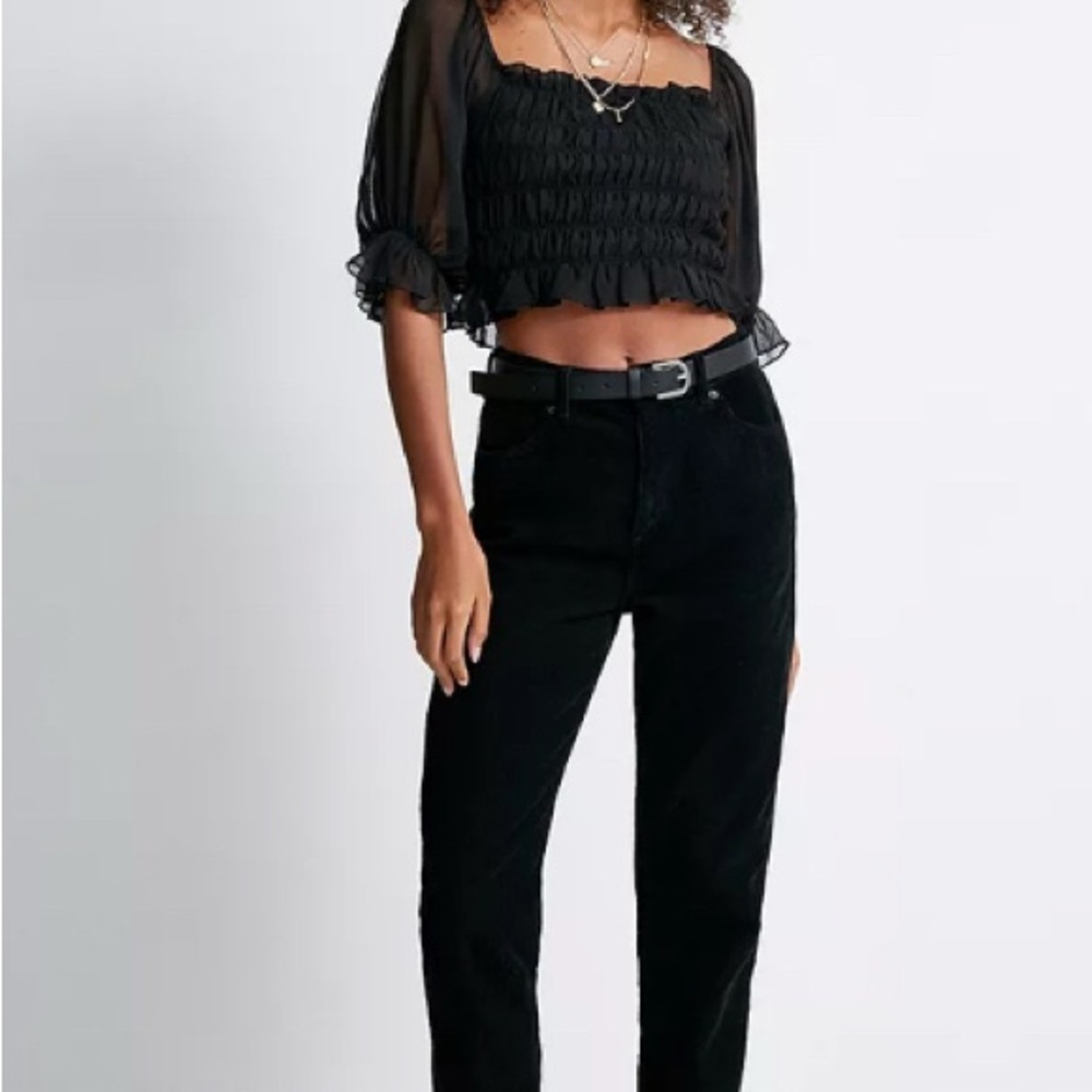BDG Urban Outfitters Black Corduroy Mom Jeans Size 28 High Rise Tapered Soft VTG